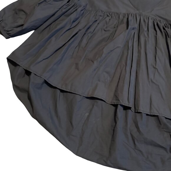 Black Crane Grey Oversized Flowy High Low Blouse Puff Sleeves Shirt Top Medium - Picture 4 of 11